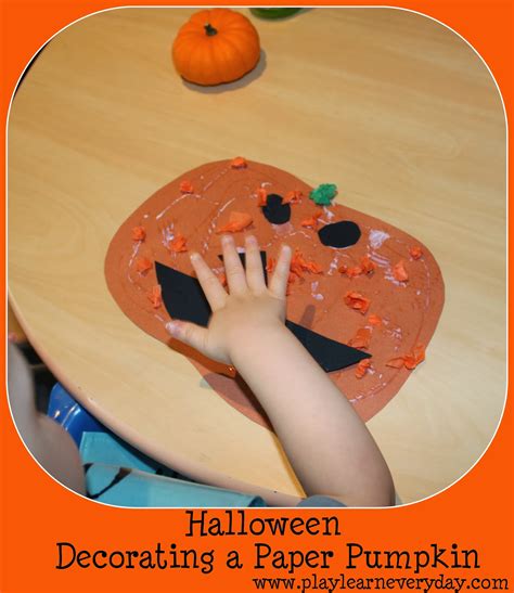 Halloween - Decorating a Paper Pumpkin - Play and Learn Every Day