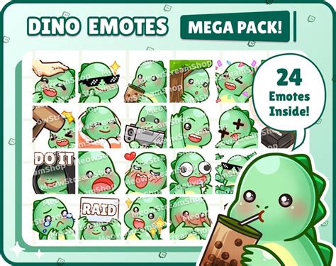 Twitch Emote Cute Dino Mega Pack 1 Emotes 24 Emotes Ready To Use