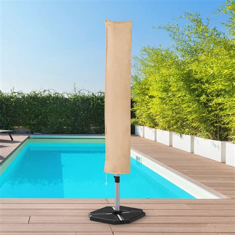 Outdoor Parasol Offset Cantilever Umbrella Cover 11ft Zipper Fiberglass Rod Ebay