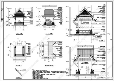 现代防腐木双层四角亭施工图下载【id1133220177】知末案例馆