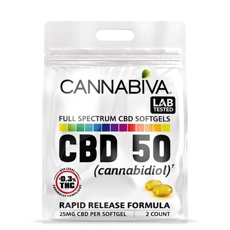 Full Spectrum CBD50 Quick Pack 2 SoftGel Capsules 25mg