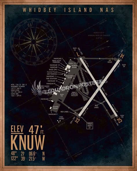 NAS Whidbey Island KNUW Map Art - Squadron Posters