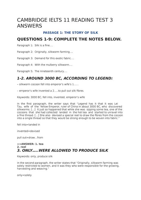 Cambridge Ielts 11 Reading Test 3 Answers Printable Templates Free