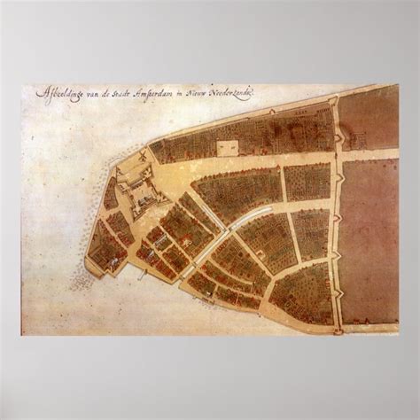 Vintage Map of New Amsterdam (1660) 2 Poster | Zazzle.com