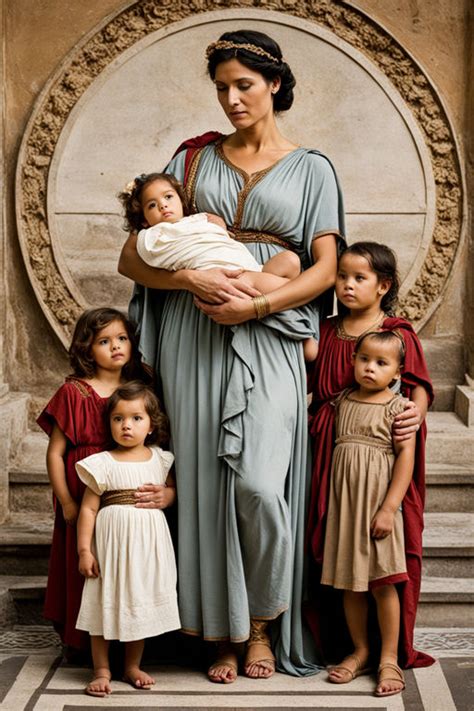 Generate an image portraying a Roman woman surrounded by her... by Arun ...