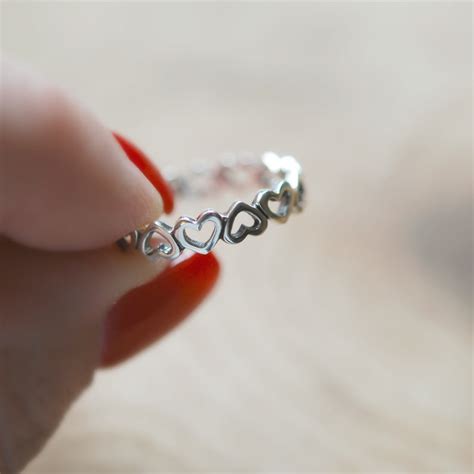 Sterling Silver Heart Ring Hearts Band Ring Multi Hearts Etsy