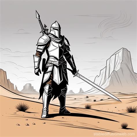 Desert Wasteland Warrior in Sketchy Light Armor | Stable Diffusion Online