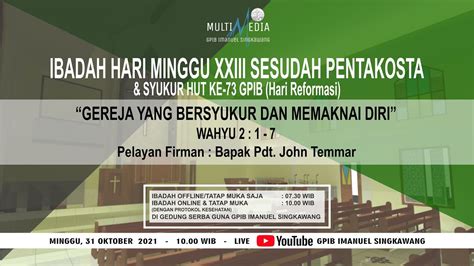 Live Ibadah Minggu Xxiii Sesudah Pentakosta Youtube