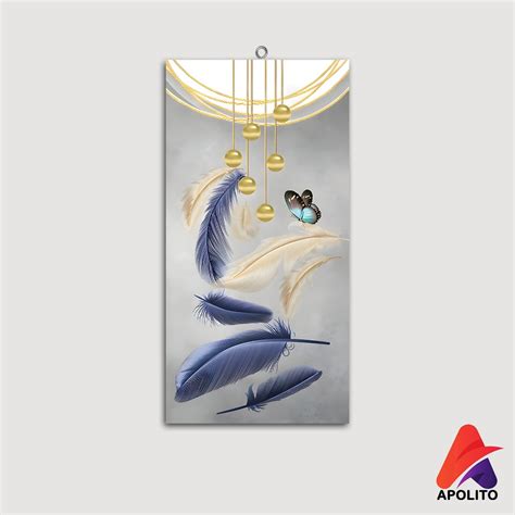 Jual Hiasan Dinding Bunga Bulu Art Feather Blue And Gold X Cm