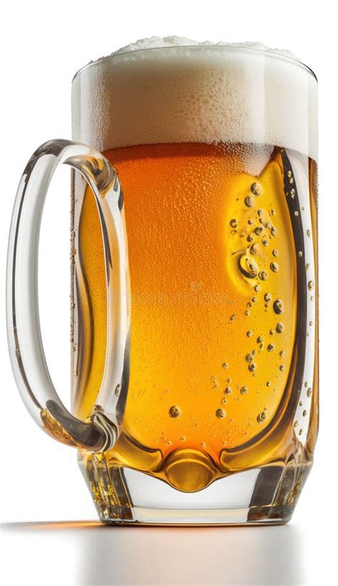 Mug Of Beer With Foam Isolated On White Background Clipping Path Stock Illustration