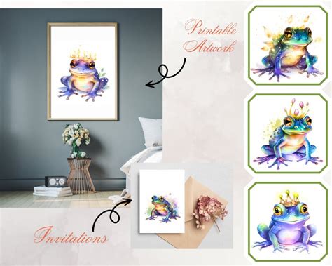 Watercolor Magical Frogs Clipart Bundle Fantasy Frog Digital Etsy