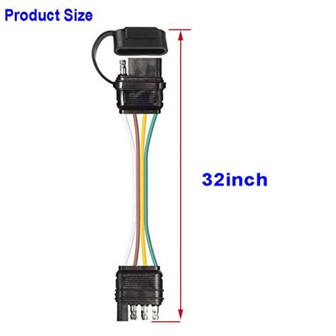 EXERAUO 4 Flat Wire Connector 32 Inch 4 Pin Trailer Wire Plug Extension