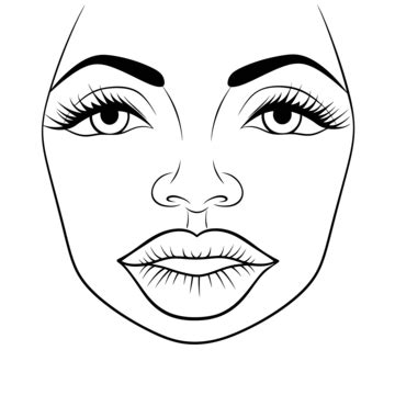 Drawing Of The Face Of A Woman Outline Sketch Vector Easy Lip Drawing