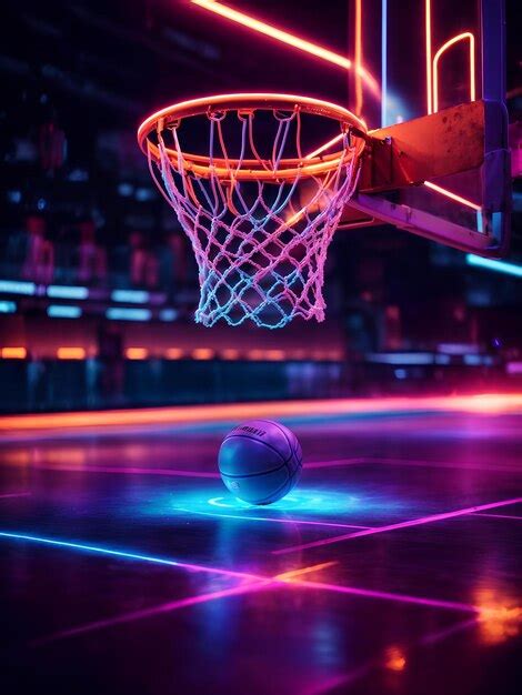 Premium Photo | Abstract neon light basketball artwork design digital ...