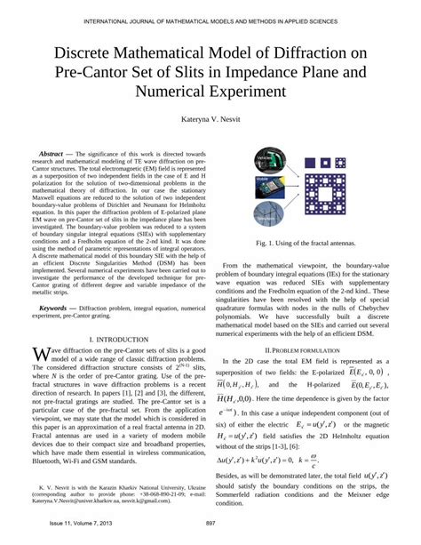 PDF Discrete Mathematical Model Of Diffraction On Pre Cantor Set Of