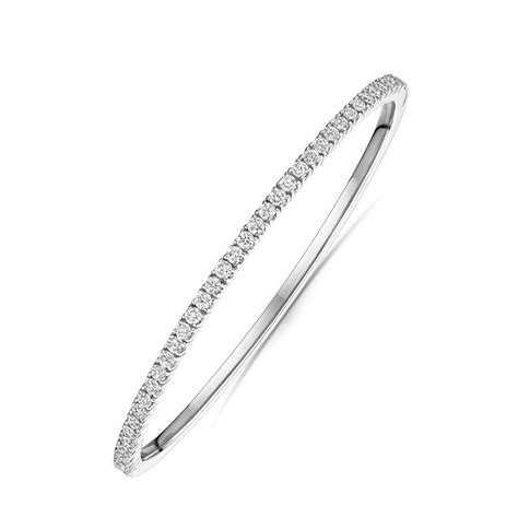 Ct White Gold Ct Diamond Set Hinged Bangle Tb Mitchell