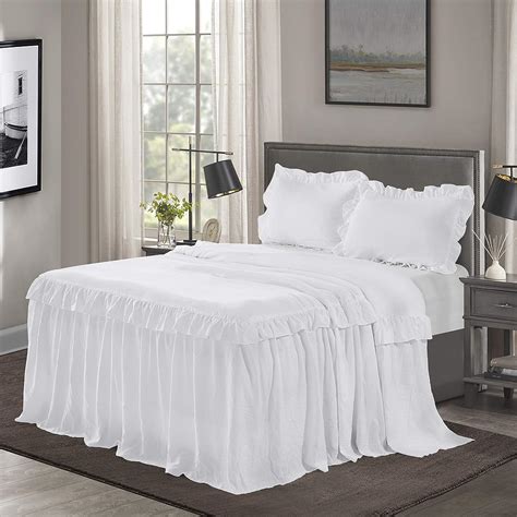 Hig 3 Piece Ruffle Skirt Bedspread Set 30 Inches Drop