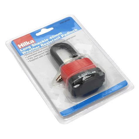 Hilka Tools 70818040 40mm Long Shackle Weather Resist Padlock Red