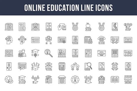 Premium Vector Online Education Line Icons