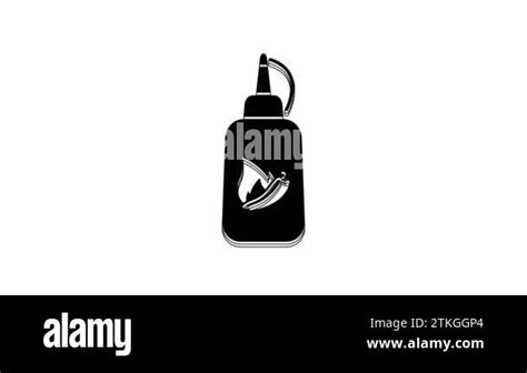 Black Ketchup Bottle Icon Isolated On White Background Fire Flame Icon Hot Chili Pepper Pod