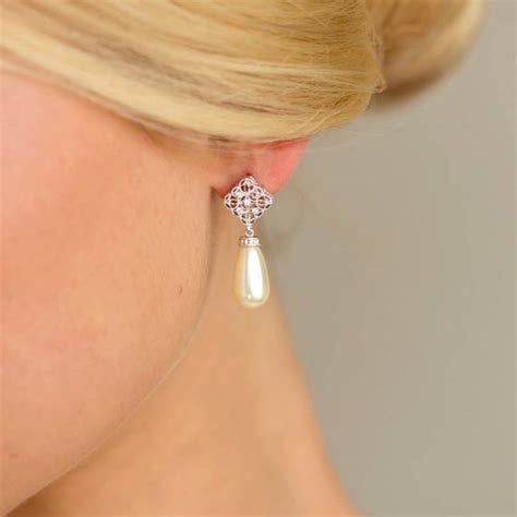 Boucles D Oreilles Mariage Perle Bijoux Mari E Goutte Bijoux Mariage