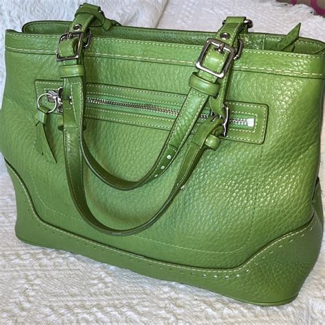 Coach Spring Green Leather Satchel Bag Gem