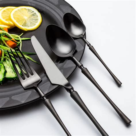 Lekoch 4pcs Lot Matte Black Cutlery Set For Stainless Steel Dinnerware