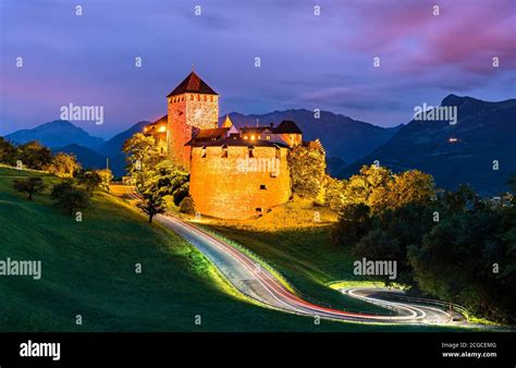 Vaduz Castle in Liechtenstein at night Stock Photo - Alamy