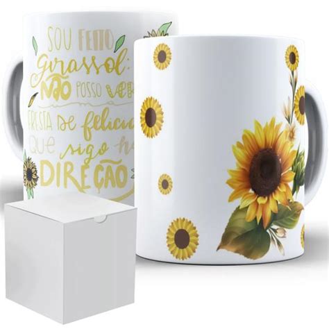 Caneca Girassol Personalizada Porcelana 325ml Mod1 GJGpersonalizados