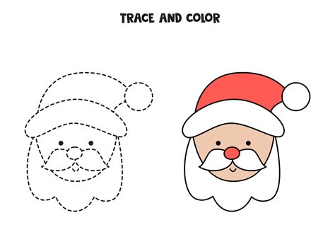 Trace and color Santa Claus. Worksheet for kids. 3836764 Vector Art at Vecteezy