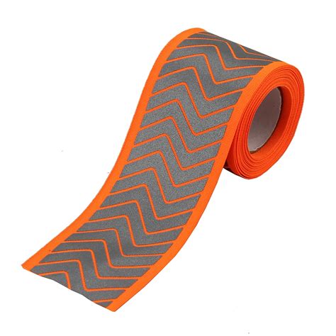 Silver Reflective Fabric Ribbon Orange Webbing Tape Strip Edging Braid