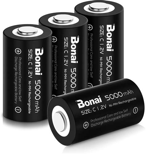 Bonai Rechargeable C Batteries C Cells 5000mah 1 2v Ni Mh High Capacity C Size