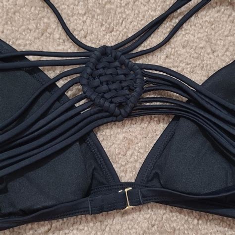 Xhilaration Black Triangle Bikini Top Sz M Black Depop