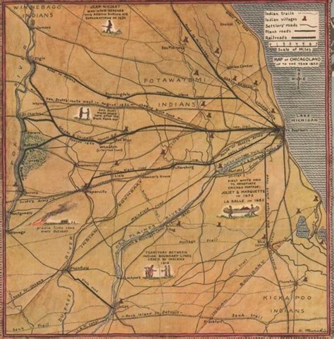 Illustrated map of Chicagoland in the 1850s, published in the Chicago ...