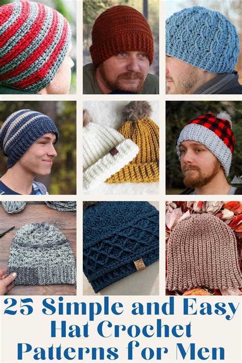 25 Simple And Easy Hat Crochet Patterns For Men Crochet Hat Pattern Crochet Hats Crochet