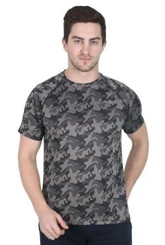 Unisex Half Sleeves Mens Round Neck Military Army Camouflage Print