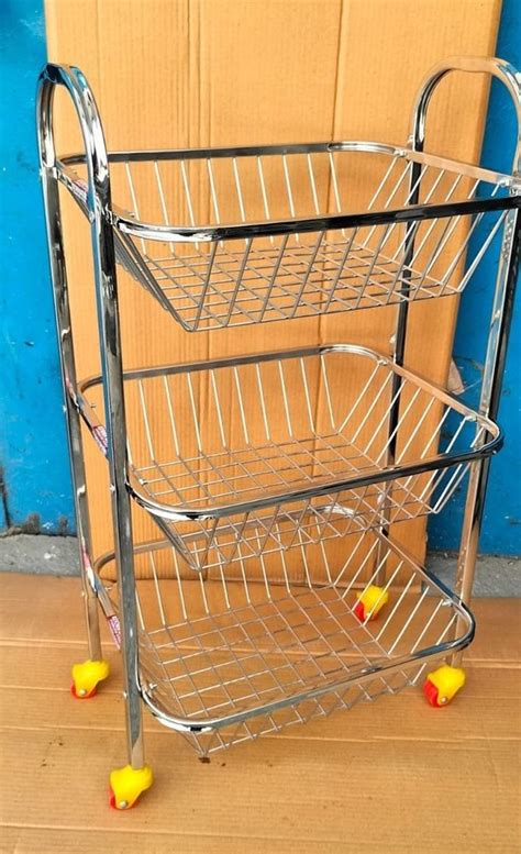 302 36 Inch Rectangular Stainless Steel Fruit Vegetable Trolley At Rs