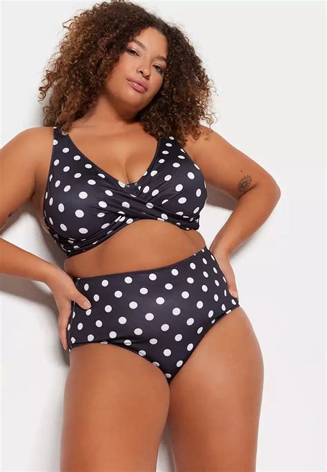 Buy Trendyol Plus Size Polka Dot Bikini Bottom Online Zalora