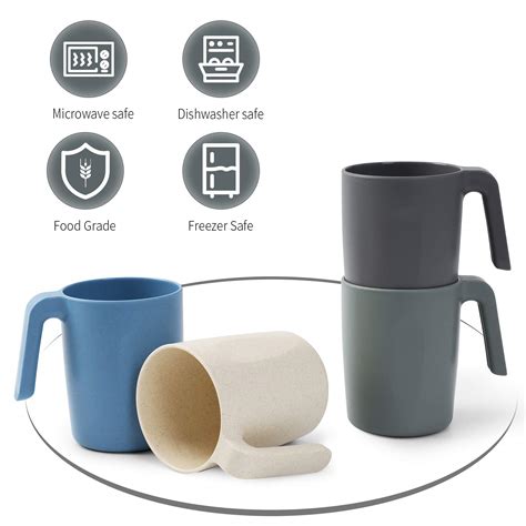 Loobuu Plastic Mug Set 4 Pieces, Unbreakable And Reusable Light Weight ...