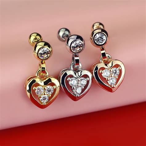 Tragus Ohr Piercing Stecker Helix Cartilage Barbell Herz Heart Zirkonia