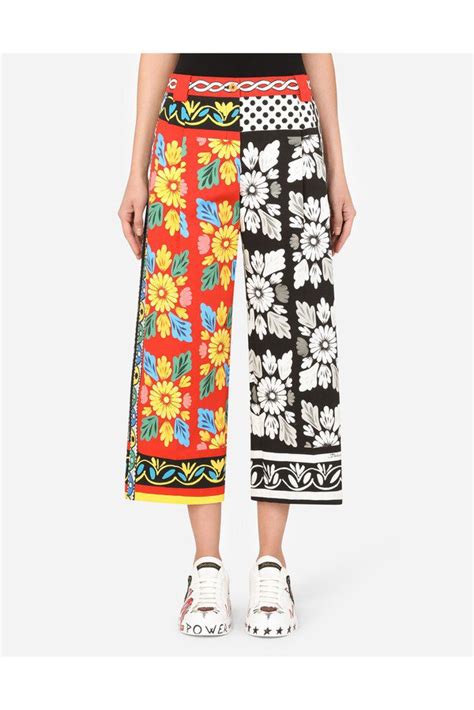 Dolce Gabbana Patchwork Print Drill Culottes Multicolor Editorialist