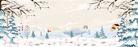 Winter Scene Landscape On Christmas Night Polar Bear And Rabbit