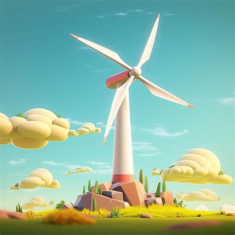 Premium Ai Image Cartoon Wind Turbine D