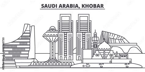 Saudi Arabia, Khobar line skyline vector illustration. Saudi Arabia ...