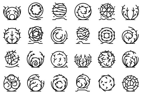 Tumbleweed Icons Set Outline Vector Western Dead Vector Art At