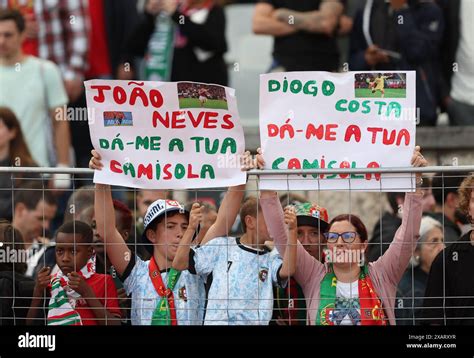 LISBON PORTUGAL JUNE 8 Fans Cheer On The Stands After International