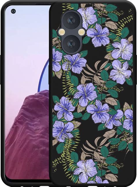 Oneplus Nord N Hoesje Zwart Purple Flowers Designed By Cazy Bol