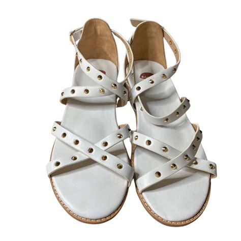 Bared White Leather Sandals Size 39s