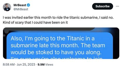 Mr Beast Was Invited Onto The Titanic Sub But He Declined Barstool