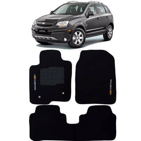 Tapete Carpete Chevrolet Captiva Preto Logo Bordado R Em